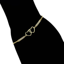 Load image into Gallery viewer, 14 K Gold Plated hearts bracelet with white zirconia

