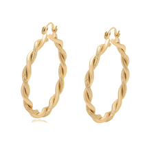 Load image into Gallery viewer, 14 K Gold plated twisted hoops earrings