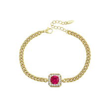 Load image into Gallery viewer, 14 K Gold Plated bracelet with fuchsia zirconia