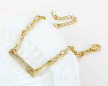 Load image into Gallery viewer, 14 K Gold Plated bracelet with white zirconia