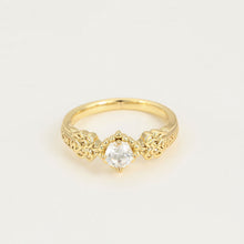 Load image into Gallery viewer, 14 K Gold Plated ring with white zirconia