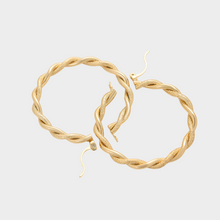 Load image into Gallery viewer, 14 K Gold plated twisted hoops earrings