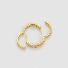 Load image into Gallery viewer, 14 K Gold Plated hoops earrings with white zirconia