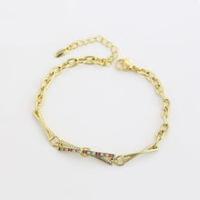 Load image into Gallery viewer, 14 K Gold Plated bracelet with multicoloured zirconia