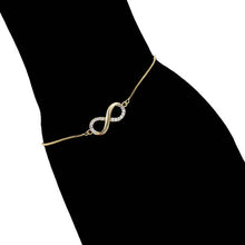 Load image into Gallery viewer, 14 K Gold Plated infinity bracelet with white zirconia