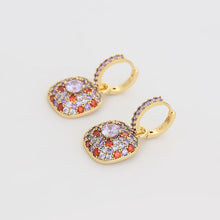 Load image into Gallery viewer, 14 K Gold Plated earrings with multicoloured zirconia