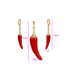 Load image into Gallery viewer, 14 K Gold Plated chillies pendant and earrings set