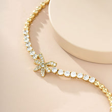 Load image into Gallery viewer, Exquisite 14 K Gold Plated bow bracelet with white zirconia