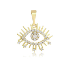 Cargar imagen en el visor de la galería, 14 K Gold Plated eye pendant with white zirconia