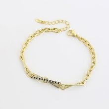 Load image into Gallery viewer, 14 K Gold Plated bracelet with black and white zirconia
