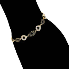 Load image into Gallery viewer, 14 K Gold Plated hearts bracelet with white zirconium