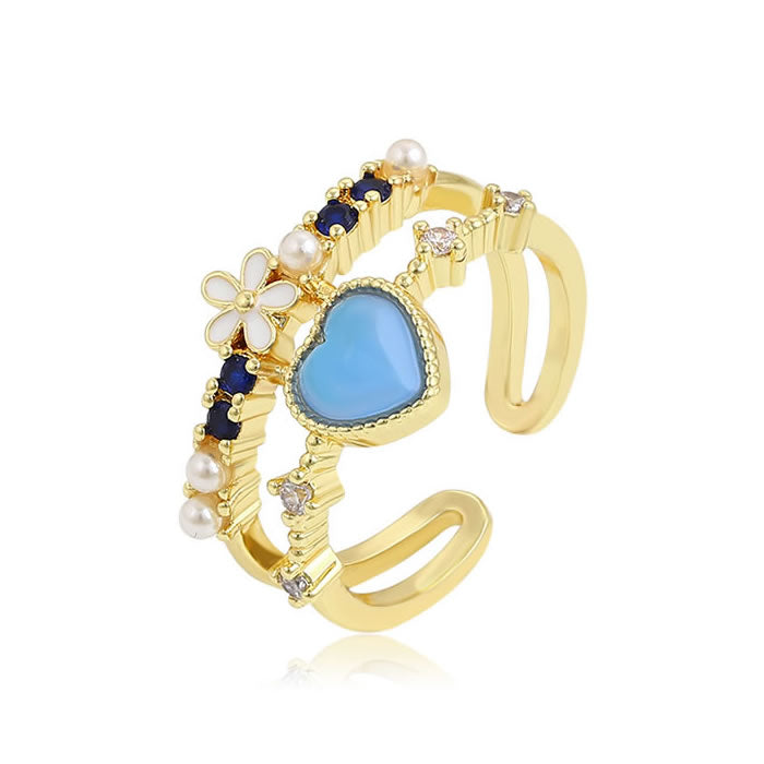 14 K Gold Plated ring with blue zirconium