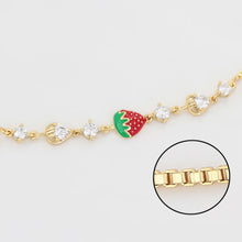 Cargar imagen en el visor de la galería, 14 K Gold Plated bracelet with strawberry and white zirconia