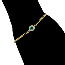 Charger l'image dans la galerie, 14 K Gold Plated bracelet with green zirconia