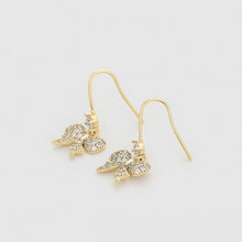 Load image into Gallery viewer, 14 K Gold Plated bow earrings with white zirconia
