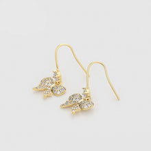 Load image into Gallery viewer, 14 K Gold Plated bow earrings with white zirconia