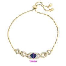 Load image into Gallery viewer, 14 K Gold Plated bracelet with blue zirconia