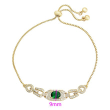 Load image into Gallery viewer, gold plated bracelet with green zirconia