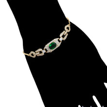 Load image into Gallery viewer, gold plated bracelet with green zirconia