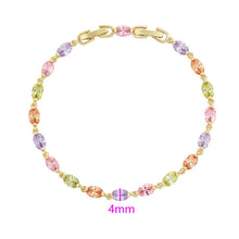 Load image into Gallery viewer, 14 K Gold Plated bracelet with coloured zirconia
