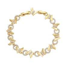 Load image into Gallery viewer, 14 K Gold Plated butterfly bracelet with white zirconia