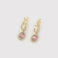 Charger l'image dans la galerie, 14 K Gold Plated drop earrings with coloured zirconia