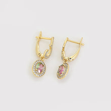 Charger l'image dans la galerie, 14 K Gold Plated drop earrings with coloured zirconia