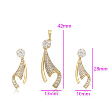 Load image into Gallery viewer, 14 K Gold Plated pendant and earrings set with white zirconia and complimentary necklace