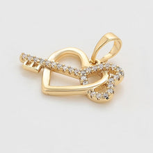 Load image into Gallery viewer, Gold plated key heart pendant with necklace white zirconia