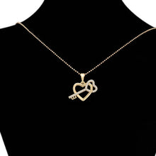 Load image into Gallery viewer, Gold plated key heart pendant with necklace white zirconia- BijuNet Jewellery