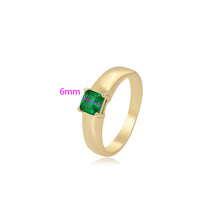 Load image into Gallery viewer, 14 K Gold Plated ring with green zirconia