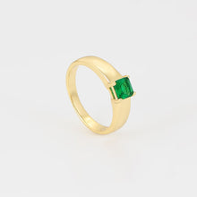 Load image into Gallery viewer, 14 K Gold Plated ring with green zirconia