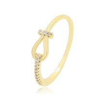 Load image into Gallery viewer, 14 K Gold Plated ring with white zirconia
