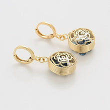 Load image into Gallery viewer, 14 K Gold Plated rose earrings with coloured zirconia