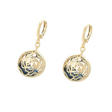 Load image into Gallery viewer, 14 K Gold Plated rose earrings with coloured zirconia