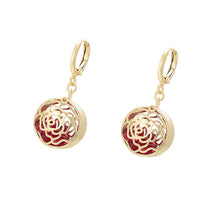 Load image into Gallery viewer, 14 K Gold Plated rose earrings with coloured zirconia