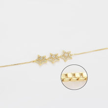 Cargar imagen en el visor de la galería, 14 K Gold Plated stars bracelet with white zirconia