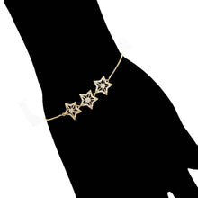 Cargar imagen en el visor de la galería, 14 K Gold Plated stars bracelet with white zirconia