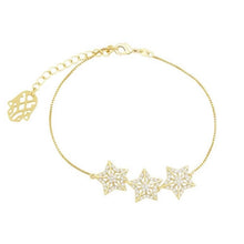 Cargar imagen en el visor de la galería, 14 K Gold Plated stars bracelet with white zirconia