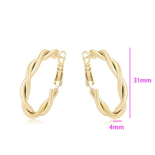 Load image into Gallery viewer, Gold plated twisted hoops earrings BijuNet Jewellery 31mm diammeter, 4mm width