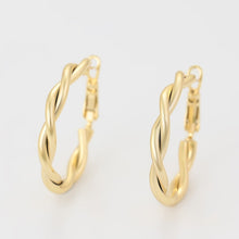 Load image into Gallery viewer, Gold plated twisted hoops earrings BijuNet Jewellery