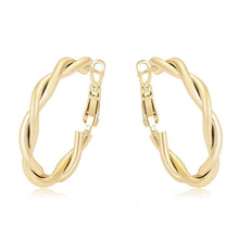 Load image into Gallery viewer, Gold plated twisted hoops earrings BijuNet Jewellery