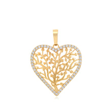 Load image into Gallery viewer, 14 K Gold Plated Tree of Life pendant with white zirconia