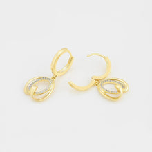 Load image into Gallery viewer, 14 K Gold Plated pendant and earrings set with white zirconia