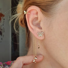 Charger l'image dans la galerie, 14 K Gold Plated climbing butterfly earrings with white zirconia (right ear)