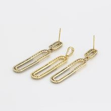 Charger l'image dans la galerie, 14 K Gold Plated exquisite pendant and earrings set with white zirconia