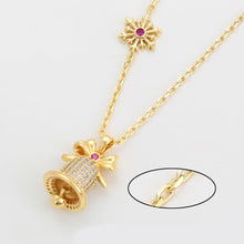 Load image into Gallery viewer, 14 K Gold Plated Christmas necklace and earrings set with white zirconia