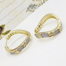 Load image into Gallery viewer, 14 K Gold and Rhodium Plated butterfly earrings with white zirconium - BIJUNET