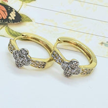 Load image into Gallery viewer, 14 K Gold and Rhodium Plated earrings with white zirconium - BIJUNET