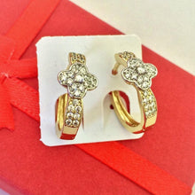 Load image into Gallery viewer, 14 K Gold and Rhodium Plated earrings with white zirconium - BIJUNET